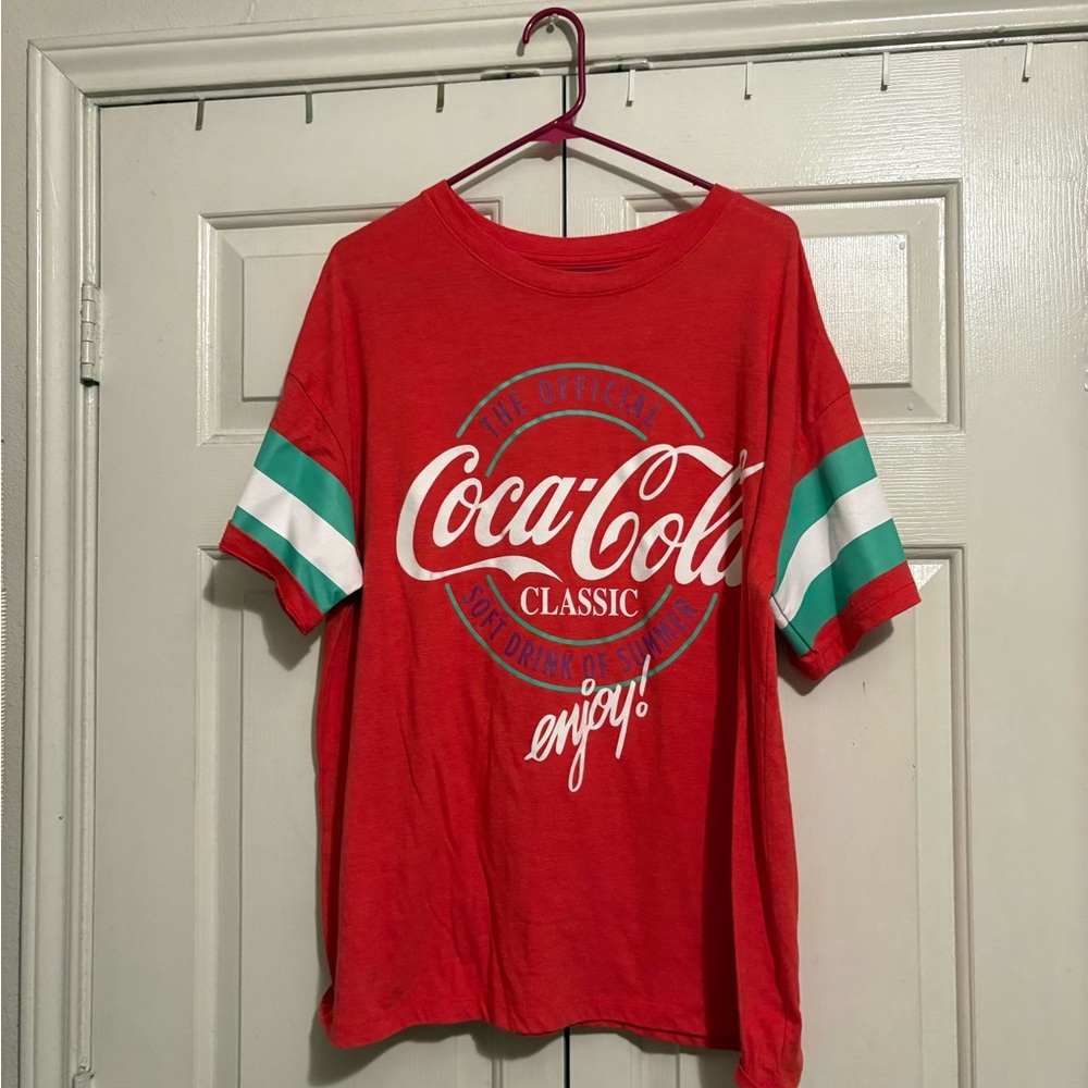 Coca Cola Red Tee with Green Stripes